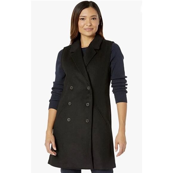 UNTUCKit Vera Double Breasted Wool Blend Vest in Burgundy - Picture 2 of 10